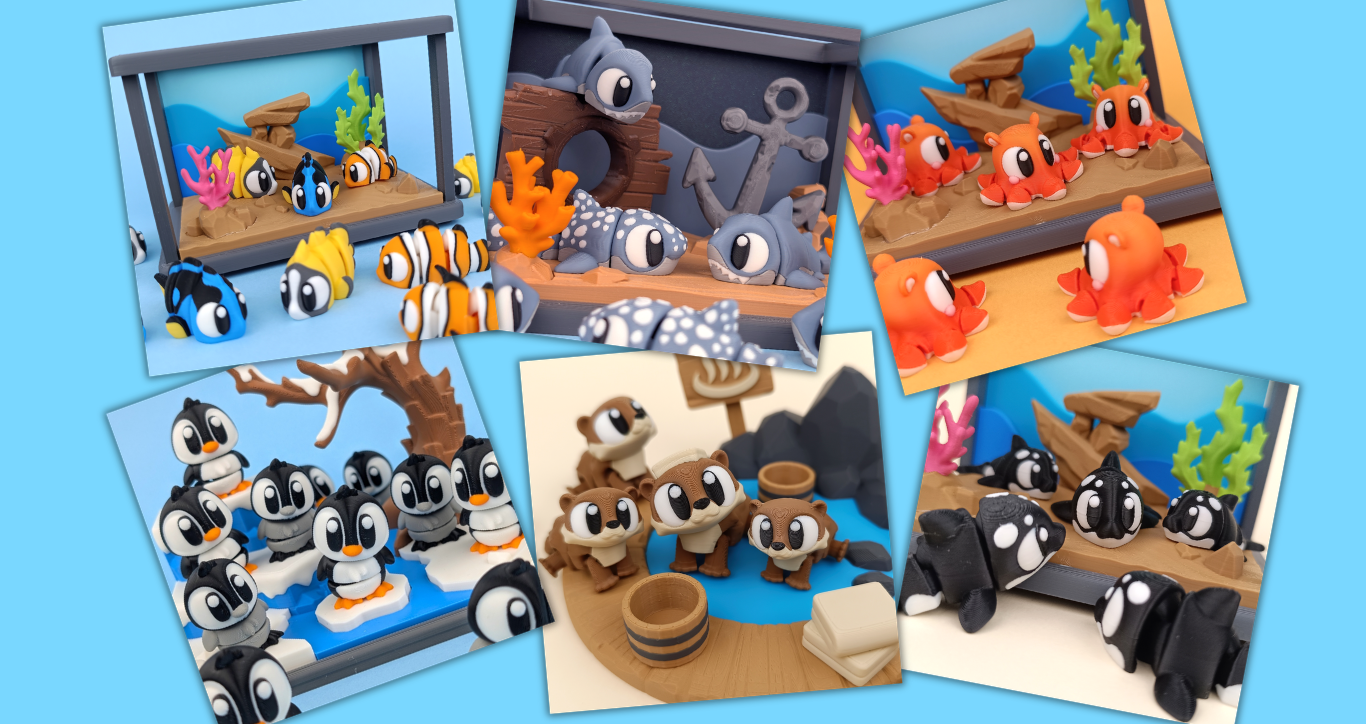 3D Printed Flexi Sea Life | Articulated Desk Companions | UK Made