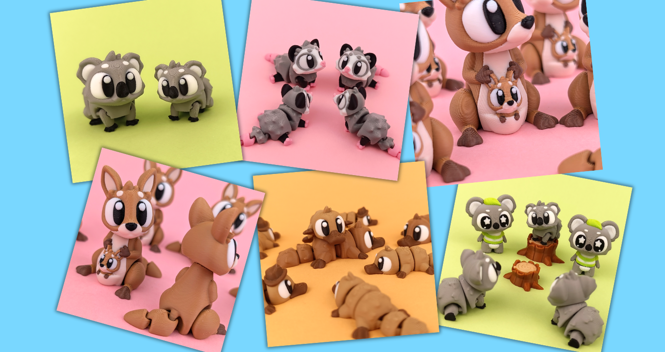 3D Printed Flexi Australian Animals | Articulated Desk Companions | UK Made