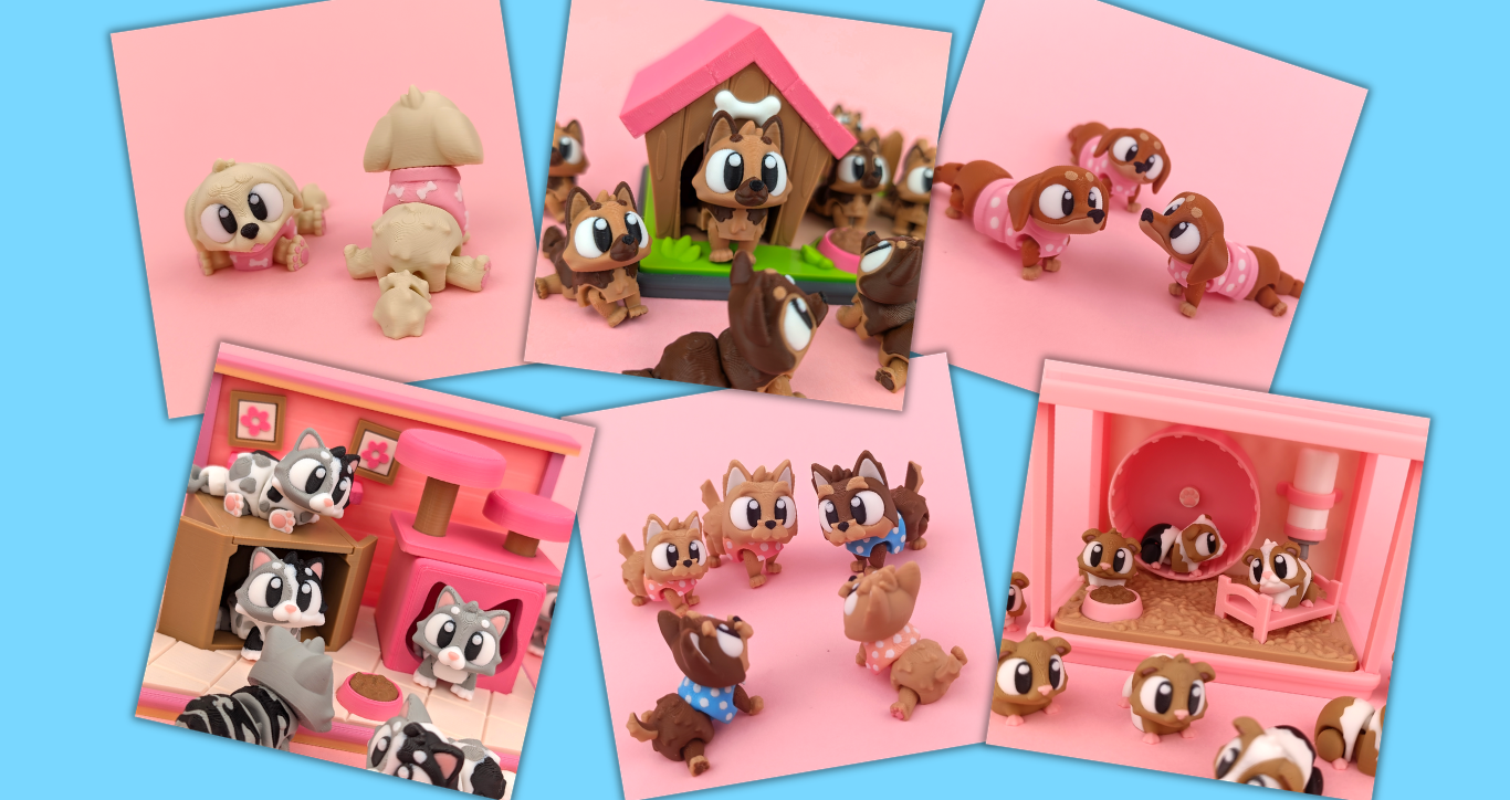 3D Printed Flexi Pet Animals | Articulated Desk Companions | UK Made