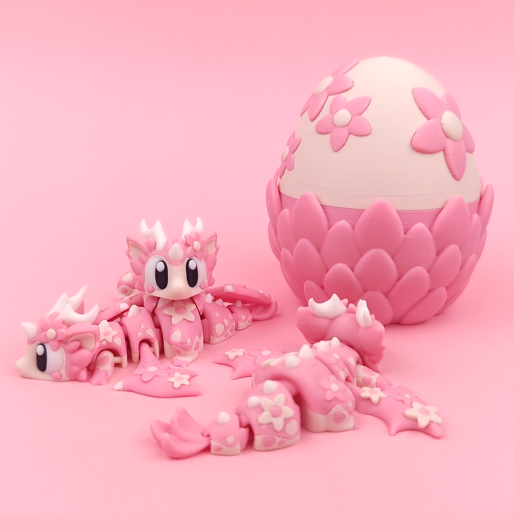Flexi Cherry Blossom Dragon - Articulated 3D‑Printed Dragon Friend