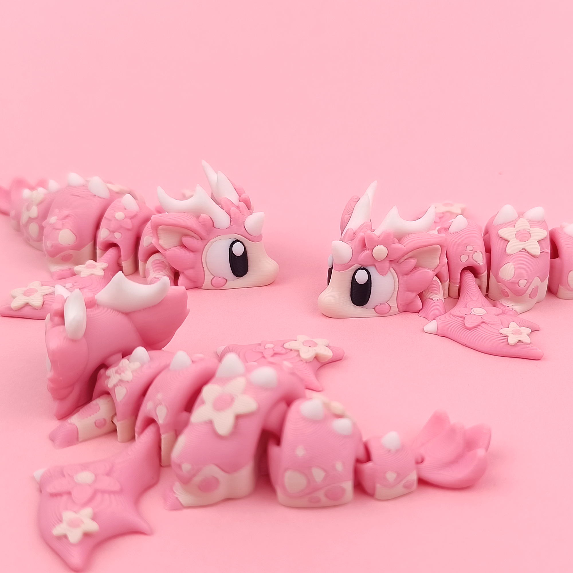 Flexi Cherry Blossom Dragon - Articulated 3D‑Printed Dragon Friend