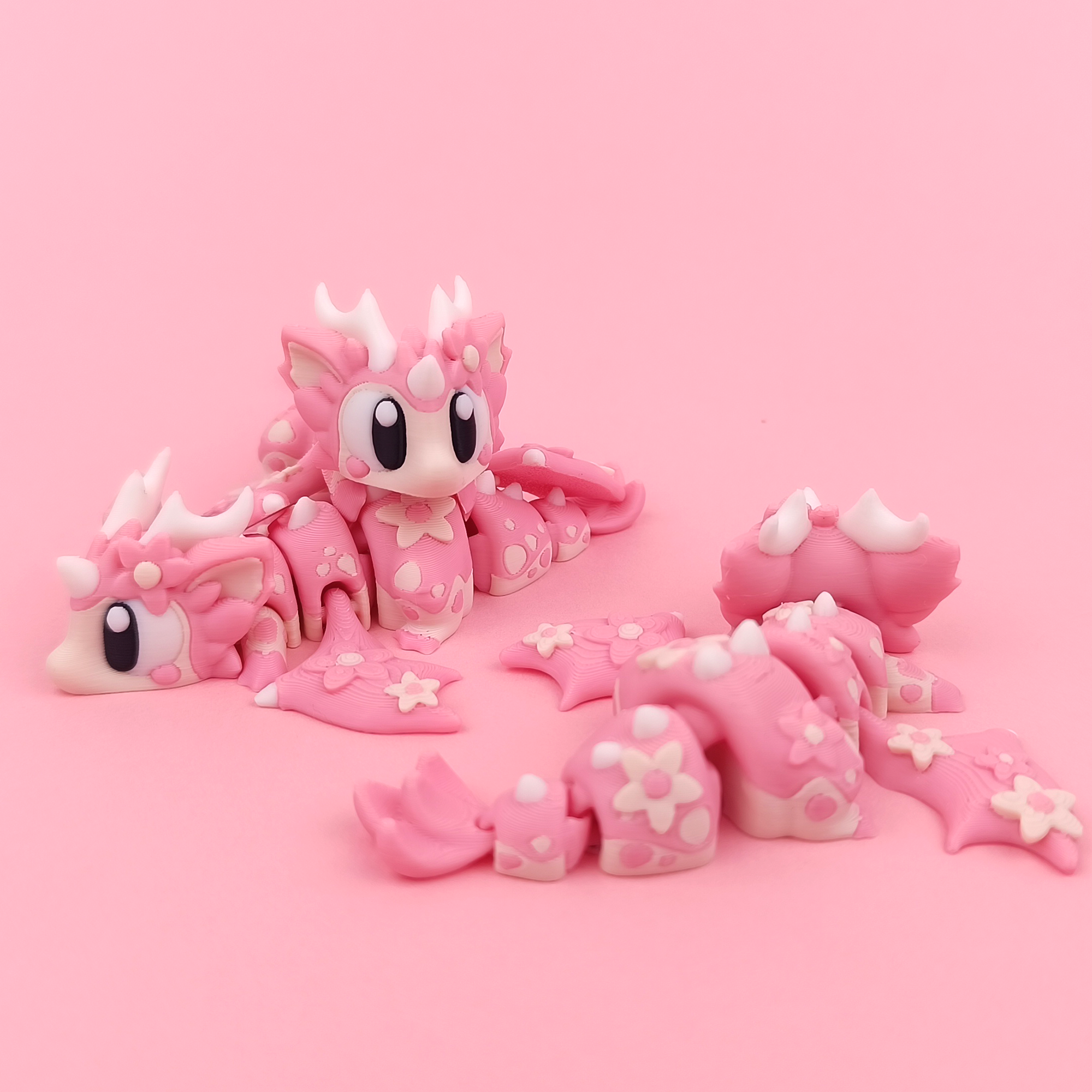 Flexi Cherry Blossom Dragon - Articulated 3D‑Printed Dragon Friend