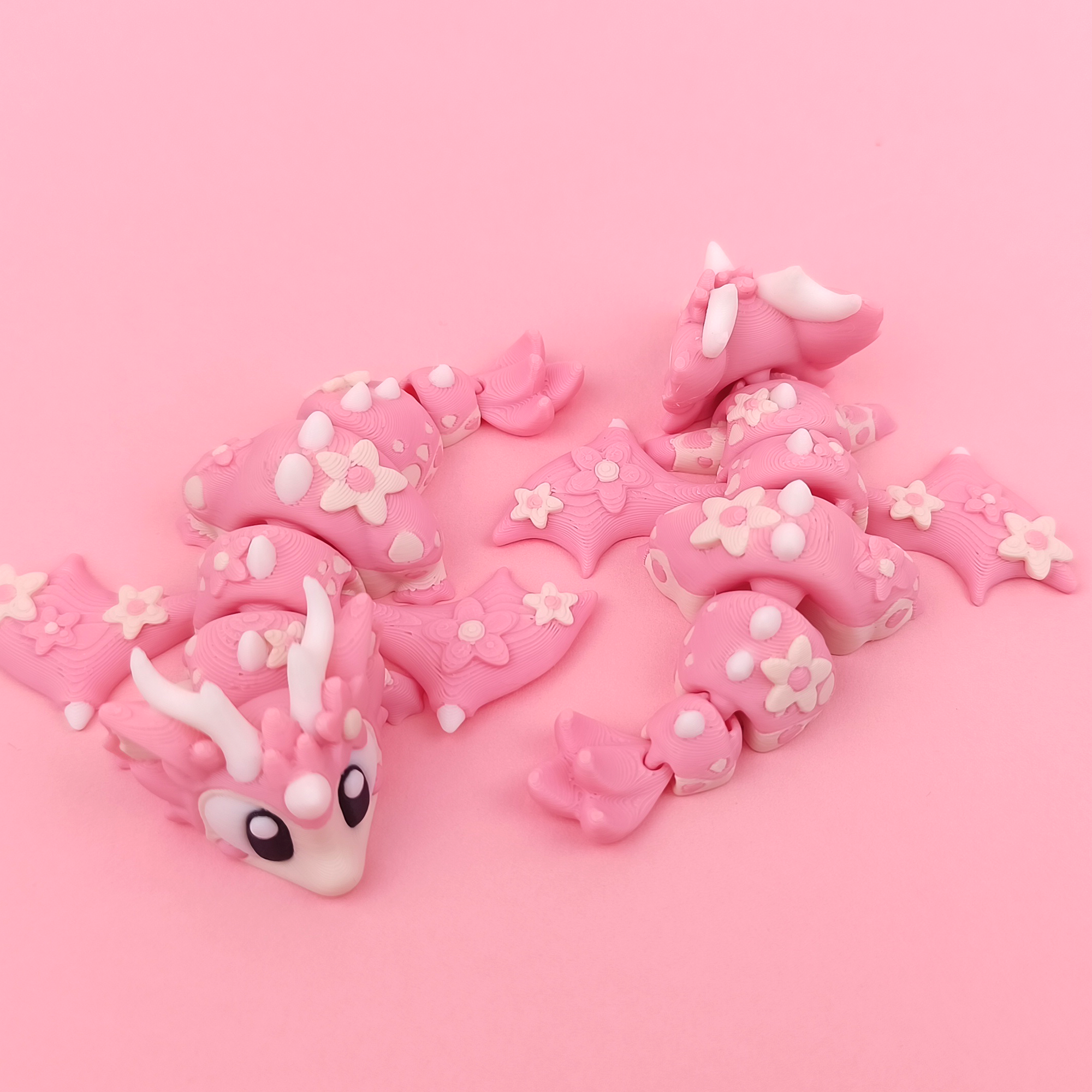 Flexi Cherry Blossom Dragon - Articulated 3D‑Printed Dragon Friend