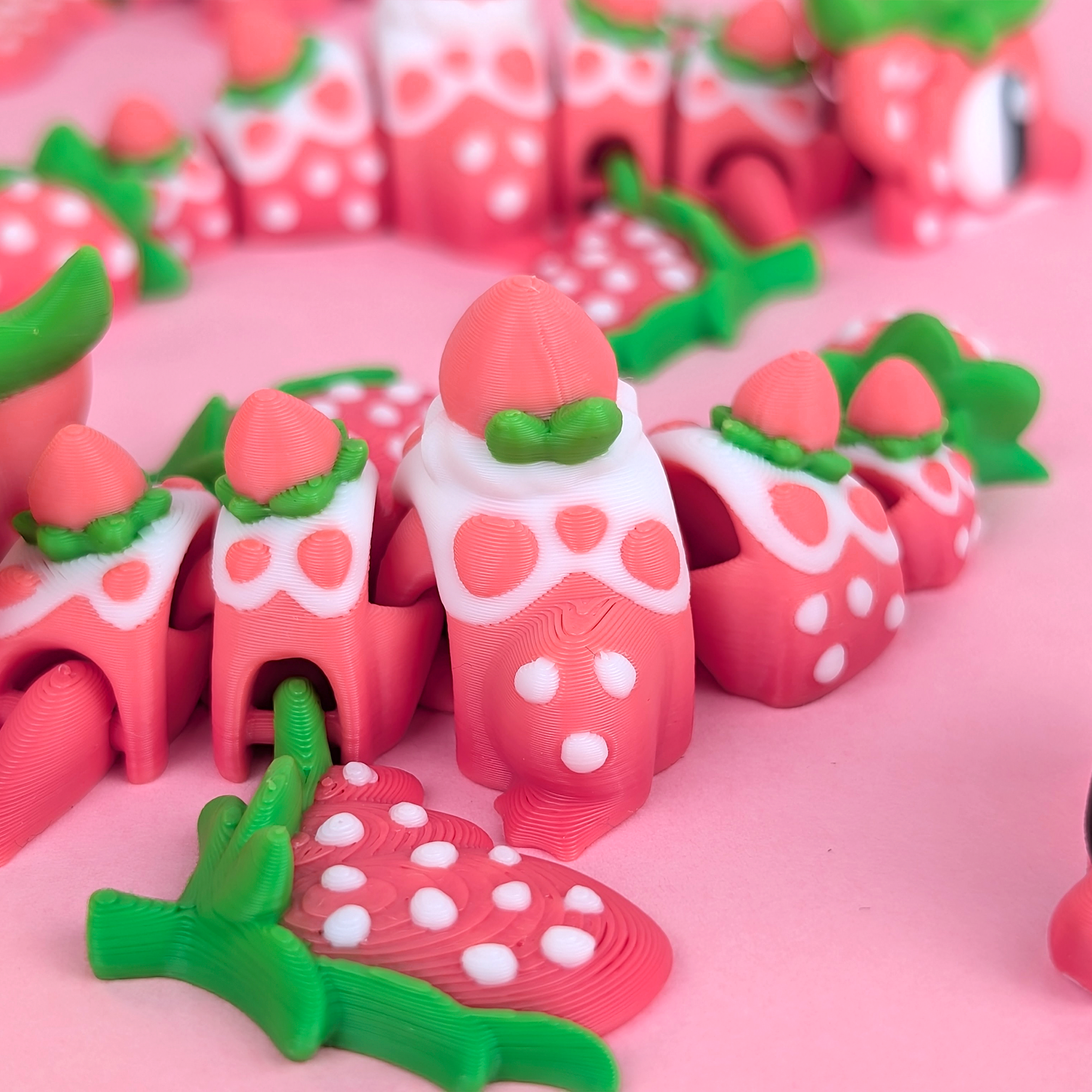 Flexi Strawberry Dragon - Articulated 3D‑Printed Dragon Friend