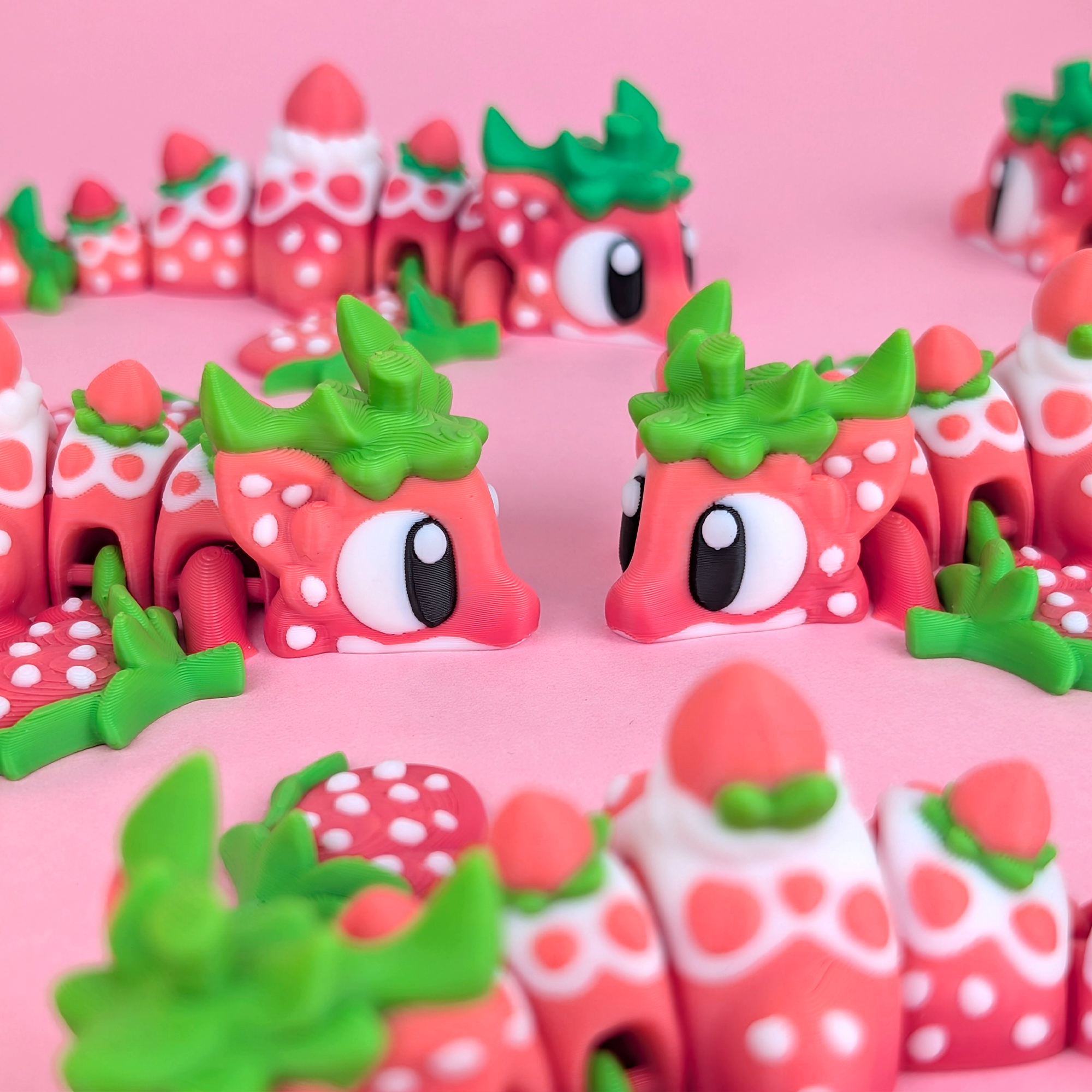 Flexi Strawberry Dragon - Articulated 3D‑Printed Dragon Friend