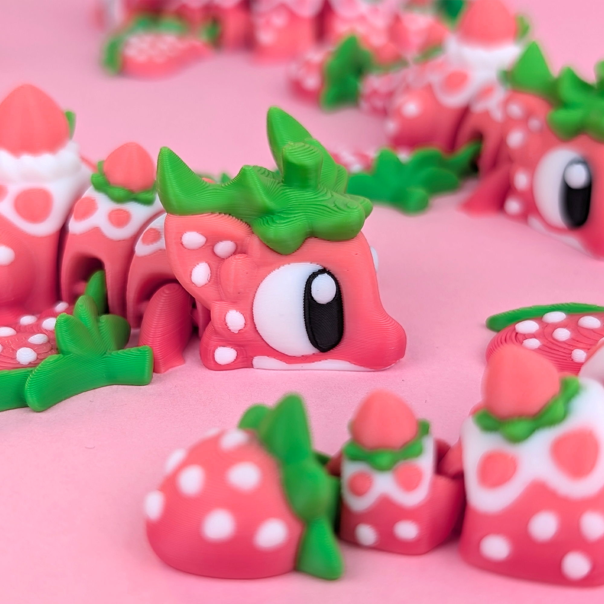 Flexi Strawberry Dragon - Articulated 3D‑Printed Dragon Friend