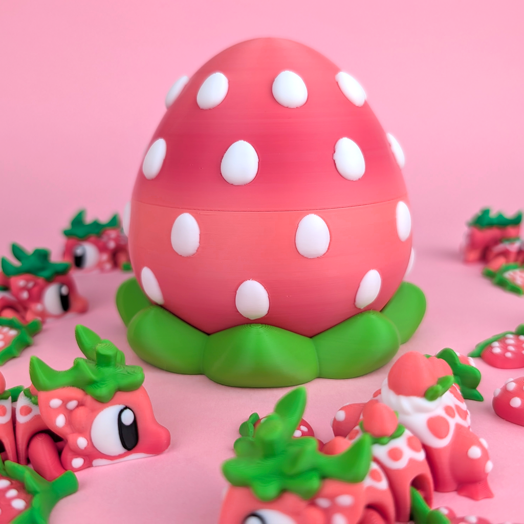 Flexi Strawberry Dragon - Articulated 3D‑Printed Dragon Friend