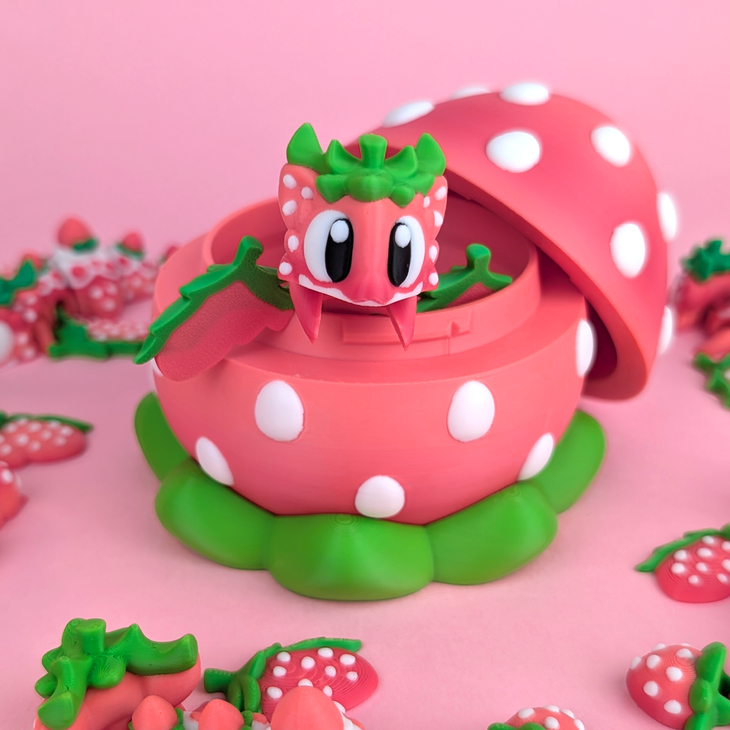 Flexi Strawberry Dragon - Articulated 3D‑Printed Dragon Friend