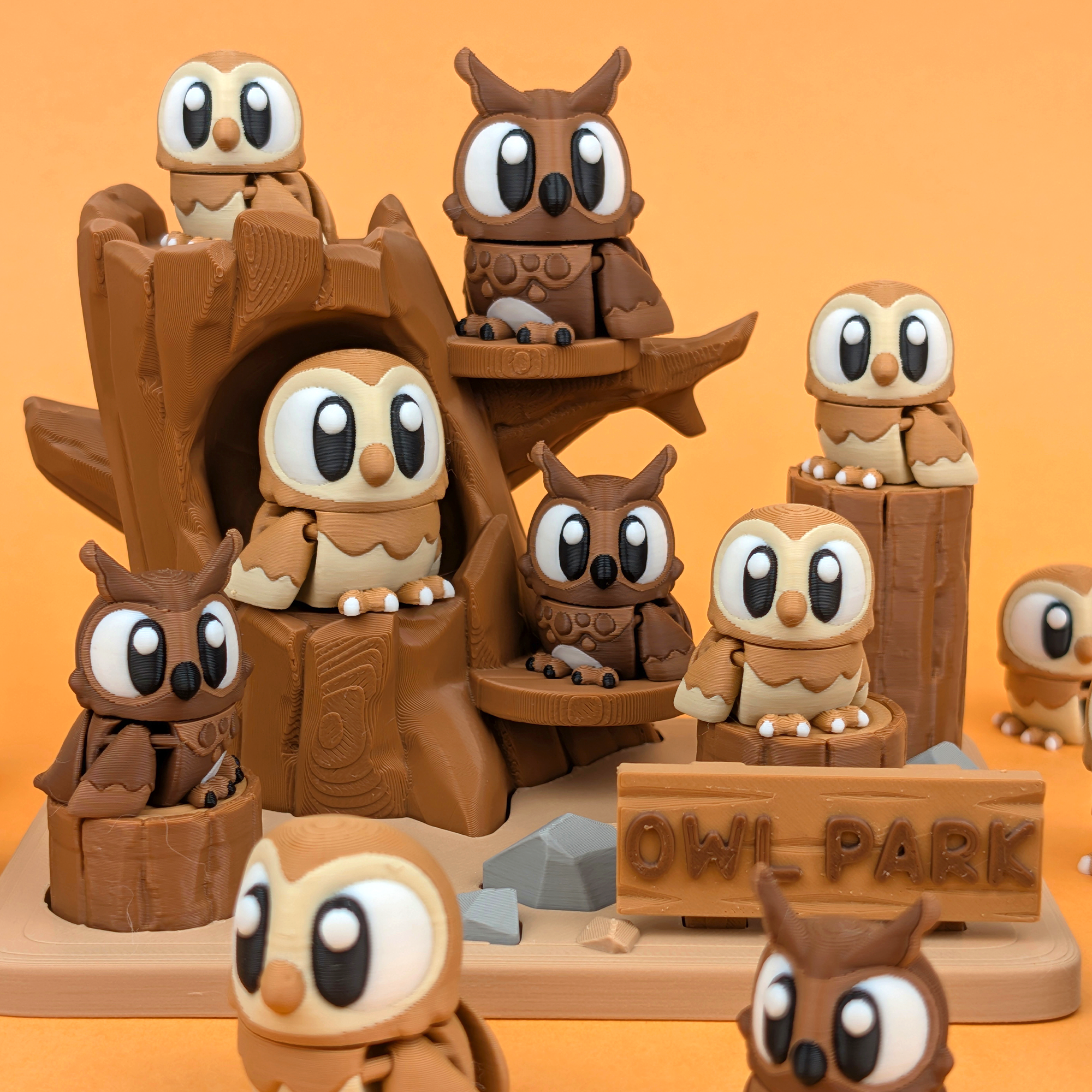 Owl Park Display Set – A Home for Your Desk Companions